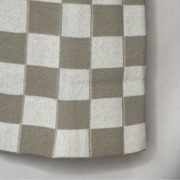 Charlie Holiday Grid Avalon Skirt tan and cream sweater skirt NWT - Picture 7 of 14